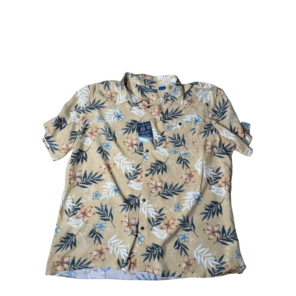 Campia Floral Hawaiian Shirt - Rayon Button Up - Men's XXL‎